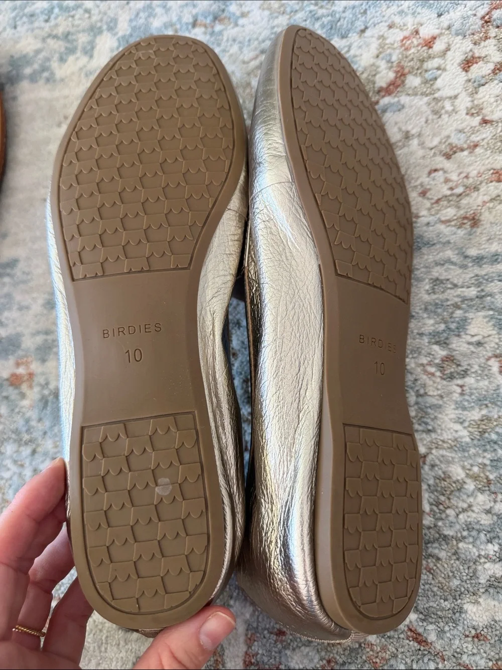 Birdies Metallic Silver Quilted Slip-On Loafers